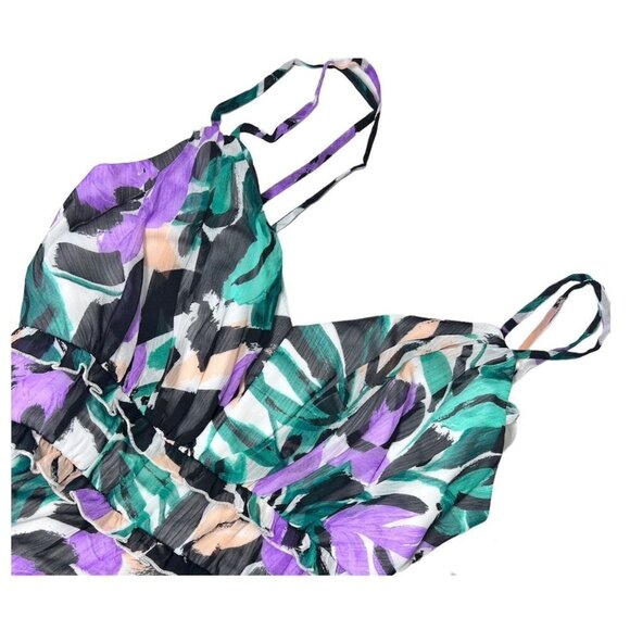 Donna Morgan Womens Green Purple Floral Sleeveless Strappy Maxi Dress Sz 16 New - Picture 4 of 10